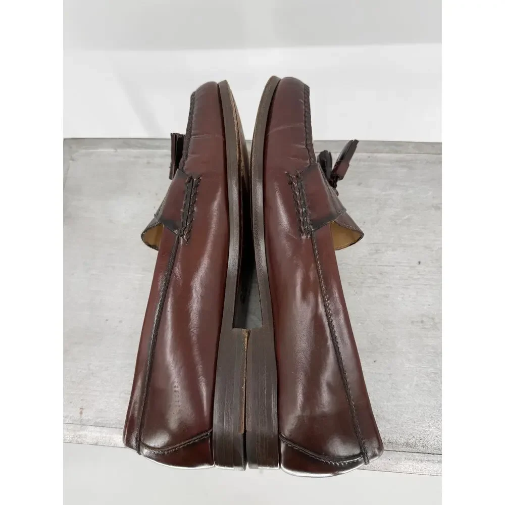 Cole Haan City Pinch Tassel Kiltie Loafers Burgundy Leather Men's 10 Business